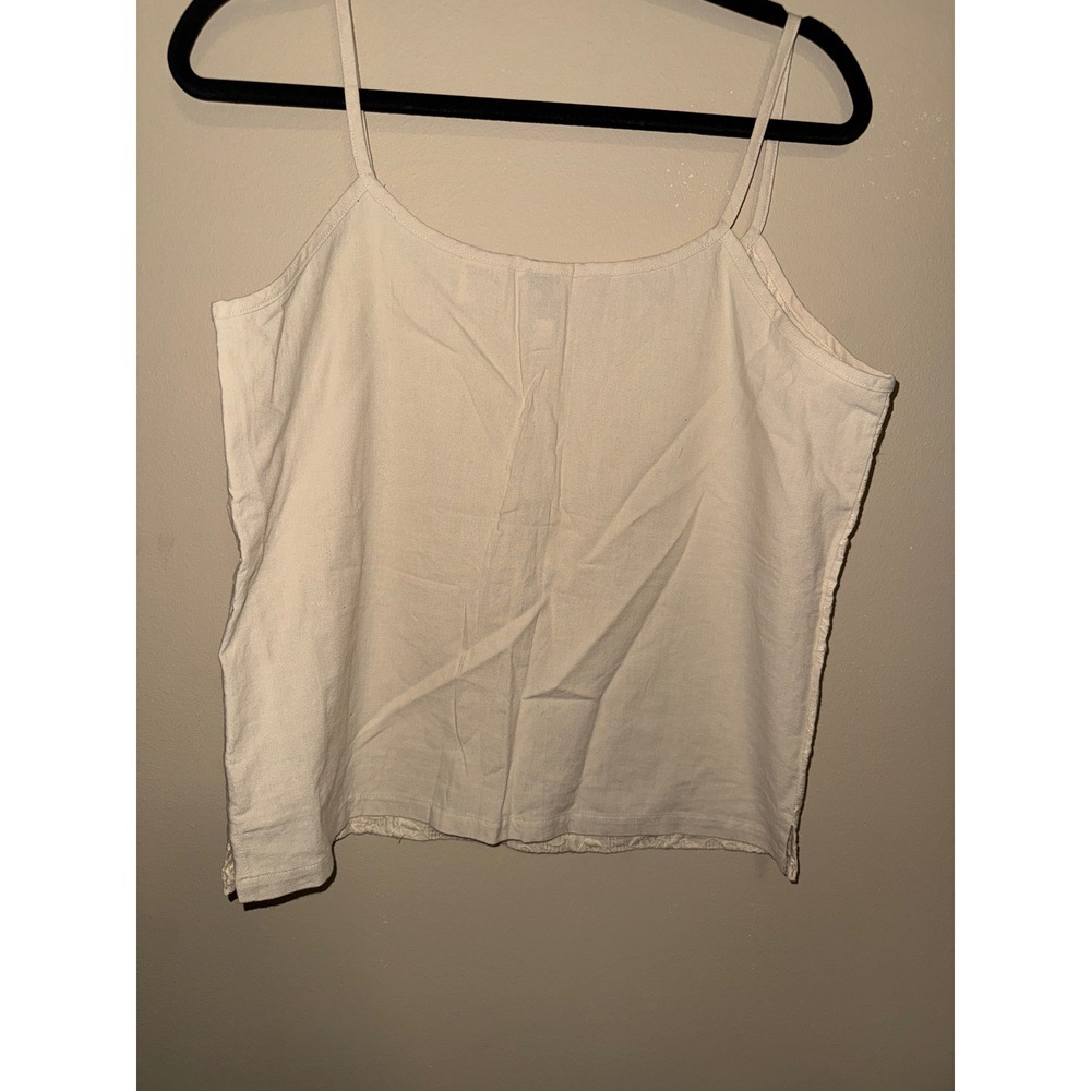 Vintage Cream Cottagecor Cotton Floral Embroidered Button Front Camisole Top 14 - Picture 5 of 6